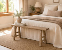Artissance Handmade Wooden Entryway Bench, Vintage Noodle Bench for Living Room, Bedroom, or Entryway, End of Bed Bench, Weathered Natural Wood Bench Indoor Farmhouse Decor