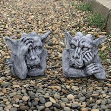 OLOMA Gothic Gargoyle Pair Concrete Garden Statue Set Mythical Creatures Statues Outdoor Garden Decor Lawn Ornaments Yard Art Patio Decoration Handcrafted Fantasy Sculptures