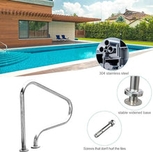 Outdoor Pool Handrail, Stainless Steel 3-Bend Hand Rails Swimming Pools Non-Slip Stairs Railing Safety Entry Aid Grab Handle for Spa Water Park Safety