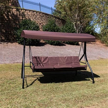 Afuera Living 3 Seat Patio Convertible Swing and Hammock, 86" W x 48" D, Steel Frame, Brown Finish, Adjustable Canopy, Removable Cushions, Flat Bed Option, Modern Style Outdoor Furniture for Backyard