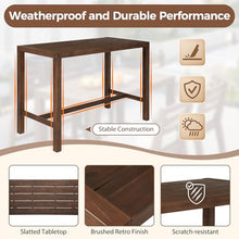 Merax 5-Piece Rustic Outdoor Patio Bar Set, Acacia Wood Patio Table and Chairs Set with Beige Cushion for Balcony Bistro Poolside Backyard Porch or Small Outdoor Spaces, All Weather, Mocha