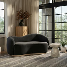 Meridian Furniture 44081Black-L Gustavo Collection Art Deco Loveseat with Luxe Black Velvet 460 GSM, Natural Finish Rubberwood Base, Solid Eucalyptus Wood Frame, 72.5" W x 37" D x 31" H, Black