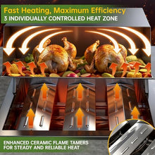 34 Inch Built In Gas Grill, 3 Burner Propane, High Hood for Outdoor Kitchen