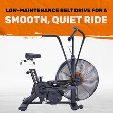 Bells of Steel Stationary Blitz Air Bike Exercise Bike - Belt Driven with Phone and Bottle Holder - 25-in Fan Diameter