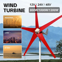 ZHOZHUT 800W / 1000W / 1200W Wind Turbine Kit 12V / 24V / 48V Wind Power Generator with MPPT Controller and 5 Red Blades, Windmill Generator, Low Noise High Efficiency, for Home Street,1000w,24V