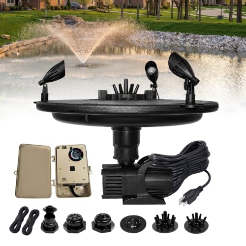 1/3 HP Floating Fountain & Aerator for Ponds and Lakes with 100 ft Cord