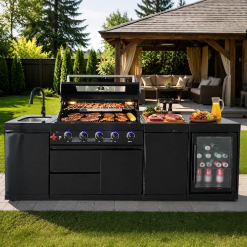Chery Industrial 101-Inch 6-Burner 85000 BTU Outdoor Propane Island Grill
