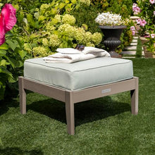 highwood Lehigh Deep Seating Ottoman, with Sunbrella Cushions in Canvas Seasalt, Woodland Brown Frame