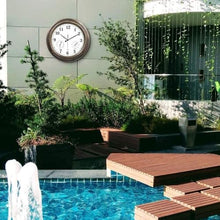 PPXCZZ 18 Inch Waterproof Outdoor Wall Clock with Thermometer and Hygrometer, Retro Metal Garden Clock for Indoor/Outdoor Use