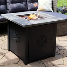 Sunnydaze 30-Inch Square Propane Fire Pit Table - 40,000 BTU Outdoor Gas Fire Pit Table with Lava Rocks and Weather-Resistant Cover