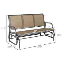Patio Bench Outdoor Porch Glider Swing with 3 Seats Breathable Mesh Fabric Metal Frame