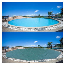 LZMZMQ Inground Pool Safety Cover 8 10 12 15 18 20 24 27 30 ft Fits Round Swimming Pools, Autumn & Winter Pool Leaf Net Cover Green Mesh with Fittings(32.5 feet (Round Cover))