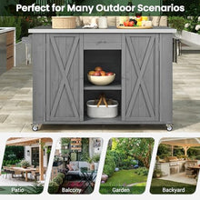 52.25" W Outdoor Grill Cart with Stainless Steel Tabletop, Patio Kitchen Island Storage Cabinet for BBQ, Bar