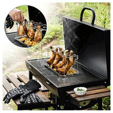 AFPSDLFJDLS BBQ Grill Rack 14 Slots Stainless Steel Barbecue Drumsticks Holder Oven Roaster Stand with Drip Pan Tools(D)