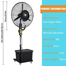 CUTPOIY 80W High Velocity Misting Fan with 90° Oscillation, 3 Speeds & Remote Control Outdoor Cooling for Patio, Garage, Farm, Workshop, Fan Blade 750mm