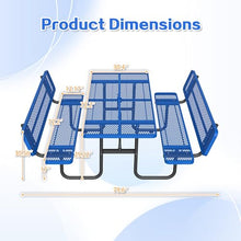 SENPUST 72" Picnic Table with Backrest, Rectangular Metal Picnic Table