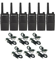 Motorola Solutions 6 Pack RMU2040 Walkie Talkie Radios with Headsets Black