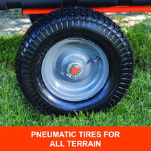 Agri-Fab 45-0553, 1,000-Pound Capacity Poly Swiveling Tow Behind Dump Cart, 18 Cubic Feet Capacity, 80 Degree swiveling, 52 Degree Dumping, 16-Inch x 6.5-Inch Pneumatic Turf Tread Tires