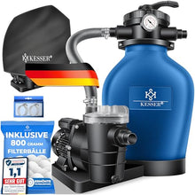 KESSER® Sand Filter System for Pool up to 60,000 L, 10,200 L/h, 400 W Pump, 20 L Tank, 7-Way Valve with Pressure Indicator with 800 g Filter Balls, Pool Filter 10 m³/h with Adapter Diameter 32-38 mm