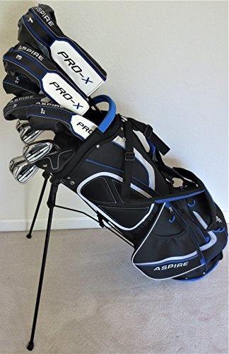 Pro Golf X Men's Complete Golf Club Set Right Handed Stiff Flex Black