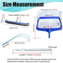 LZMZMQ 4-in-1 Pool Maintenance Set Complete, Handheld Pools Safety Hook with Telescopic Pole, Fine Mesh Pond Net and Brush for Daily Pool Cleaning(8.6m/338.6in)