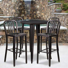 Flash Furniture Commercial Grade 30" Round Black-Antique Gold Metal Indoor-Outdoor Bar Table Set with 4 Stools