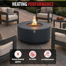 AMS Round Concrete GFRC Propane Gas Fire Pit Table (Dark Gray)