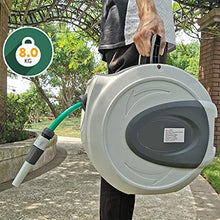 CFDZCP Automatic Retractable Garden Hose Reel, Wall Mount Auto Rewind, with 3 Function Spray Gun, Brass Connector, Any Length Lock, Garden Watering, Car Washing