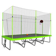 NicBex Outdoor Rectangular Trampoline with Enclosure 10ft x 17ft Green