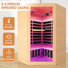 2-3 Person Corner Infrared Sauna Cabin 2180W Home Dry Steam Sauna with Colorful Lights and Bluetooth Speaker, Low Electromagnetic Radiation Canadian Hemlock Wood Dimensions 47.2 x 47.2 x 74.8 inches