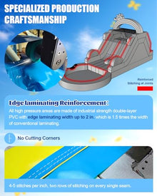 24FT Commercial Water Slide for Adult, (Double Slide) (100% Heavy Duty PVC), Giant Pool Inflatable Water Slide 1100W Blower, 24x11x12ft, Hold 600lbs, Fast Drainage, Backyard Outdoor Party