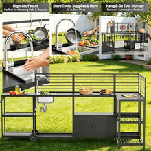 LEVELEVE Modular Outdoor Kitchen Island 5-Piece Set, Aluminum Outdoor Kitchen Cabinets Prep Station with Sink, Built-in Storage & Shelves for Patio, Backyard & Deck