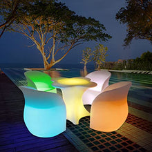 PAOOPA LED Light Up Bar Table, Light-Emitting Negotiation Table and Chairs Bar Table, Balcony Outdoor Bar Light-Emitting Furniture, One Table and Four Chairs (Without Glass)