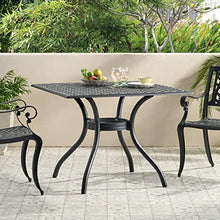 Christopher Knight Home Cayman Cast Aluminum Square Table, Black Sand Dimensions: 39.50”L x 39.50”W x 29.50”H