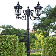Post Lights Outdoor 2-Head Traditional Victoria High Pole Landscape Street Light Aluminum Glass Outdoor Patio Lawn Lighting Pillar Lamp IP55 Waterproof Garden Courtyard Column Post Light Pillar L