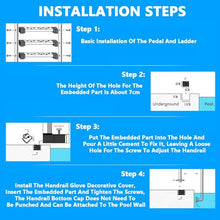 Swimming Pool Ladder,2/3 Steps Stainless Steel Step,Inground Pool Handrails with Pedal,Easy Assembly and Climbing(3 Steps,1.2mm)