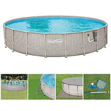 Summer Waves 20ft x 48in Above Ground Swimming Pool Set with Ladder & Cover Gray