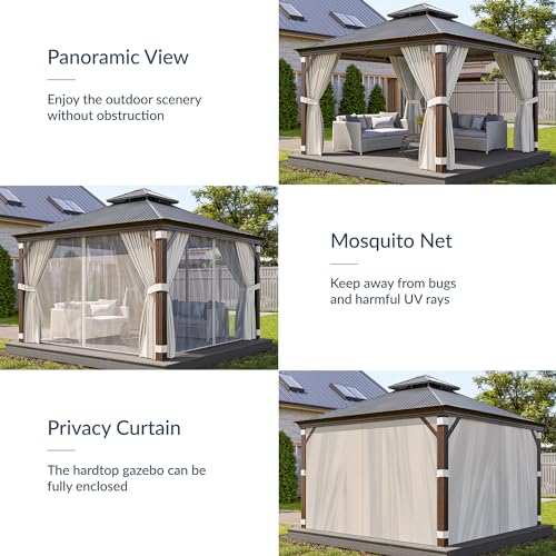 BELLEZE 12x12ft Hardtop Gazebo Brown