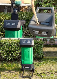 Wood Chipper, Garden Shredder with Dual Feeding Inlets,50L Collection Bag