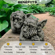 OLOMA Gothic Gargoyle Pair Concrete Garden Statue Set Mythical Creatures Statues Outdoor Garden Decor Lawn Ornaments Yard Art Patio Decoration Handcrafted Fantasy Sculptures