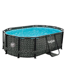 Funsicle Oasis Oval Above Ground Pool with Filter Pump, Cartridge, and Ladder Dark Herringbone