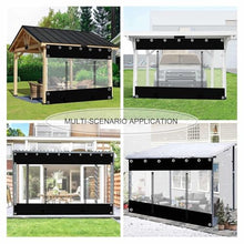Outdoor Curtains with Zipper Door,PVC Waterproof Clear Tarp Curtains,Black Transparent Tarpaulin Side Panels for Pergola Gazebo Patio,Rain Curtains Tarpaulin with Grommets,W×H-3.6×2.1m(11.8 * 6.9ft)