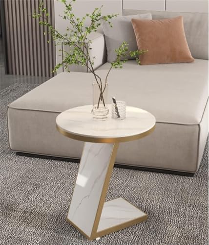 AtEEco Small Coffee Table Sofa Side Table Living Room Removable Balcony Small Round Table Bedside Table Home Corner Table (Color : D, Size : 55 * 45cm)
