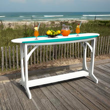 Bahia Verde Shoreline Surfboard Bar-Height Table, White/Seaglass Blue