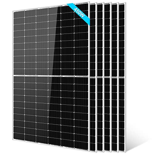 SUNGOLDPOWER UL 61730 6PCS 450W Solar Panels Monocrystalline,Grade A Solar Cell,Waterproof IP68,High Efficiency Solar Panel On/Off Grid for Charging Station,Household,Roof,Cabin,Farm (Total 2700w)
