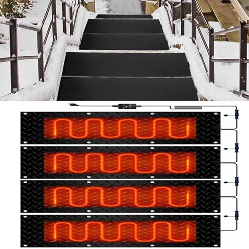 YTNGTT Snow Melting Mat for Outdoor Driveways and Stairs - Anti-Slip Rubber Pad with Power Cord for Winter Ice and Snow Removal(40x200cmx4Pcs)