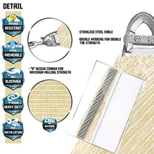 TANG Sunshades Depot A Ring Design Steel Cable Reinforcement Sun Shade Sail 26' x 40' Rectangle Beige