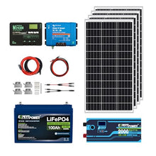 ExpertPower 1.3KWH 12V Solar Panel Kit | LiFePO4 12V 100Ah, 400W Mono Panels, 30A MPPT Solar Controller, 30A DC-DC Charger, 2KW Pure Sine Wave Inverter Charger | RV, Trailer, Camper, Marine, Off Grid