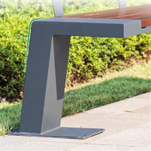 GRFIT Outdoor Bench Garden Chair with Backrest for Outdoors, Wooden Bench with Stainless Steel Frame, for Balcony Seats, Patio and Porch Garden Bench (Small)