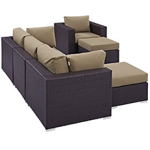 Modern Contemporary Urban Design Outdoor Patio Balcony Six PCS Sectional Sofa Set, Brown, Rattan